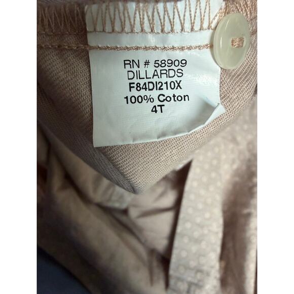 Dillards Edgehill Collection Beige Long Sleeve Smocked Full Skirt Buttons 4T - Picture 2 of 4